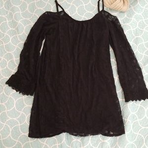 Boho black lace dress